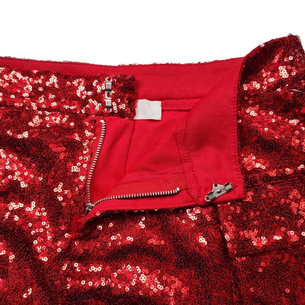 Madden NYC Women's Racing Red Sequin Mini Cargo Skirt Size XS - Picture 9 of 14